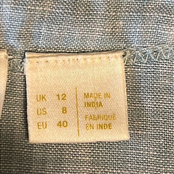 Maeve‎ by Anthropologie 100% Linen Lace Up Top in Seafoam Size 8 (fits larger) - Picture 12 of 14